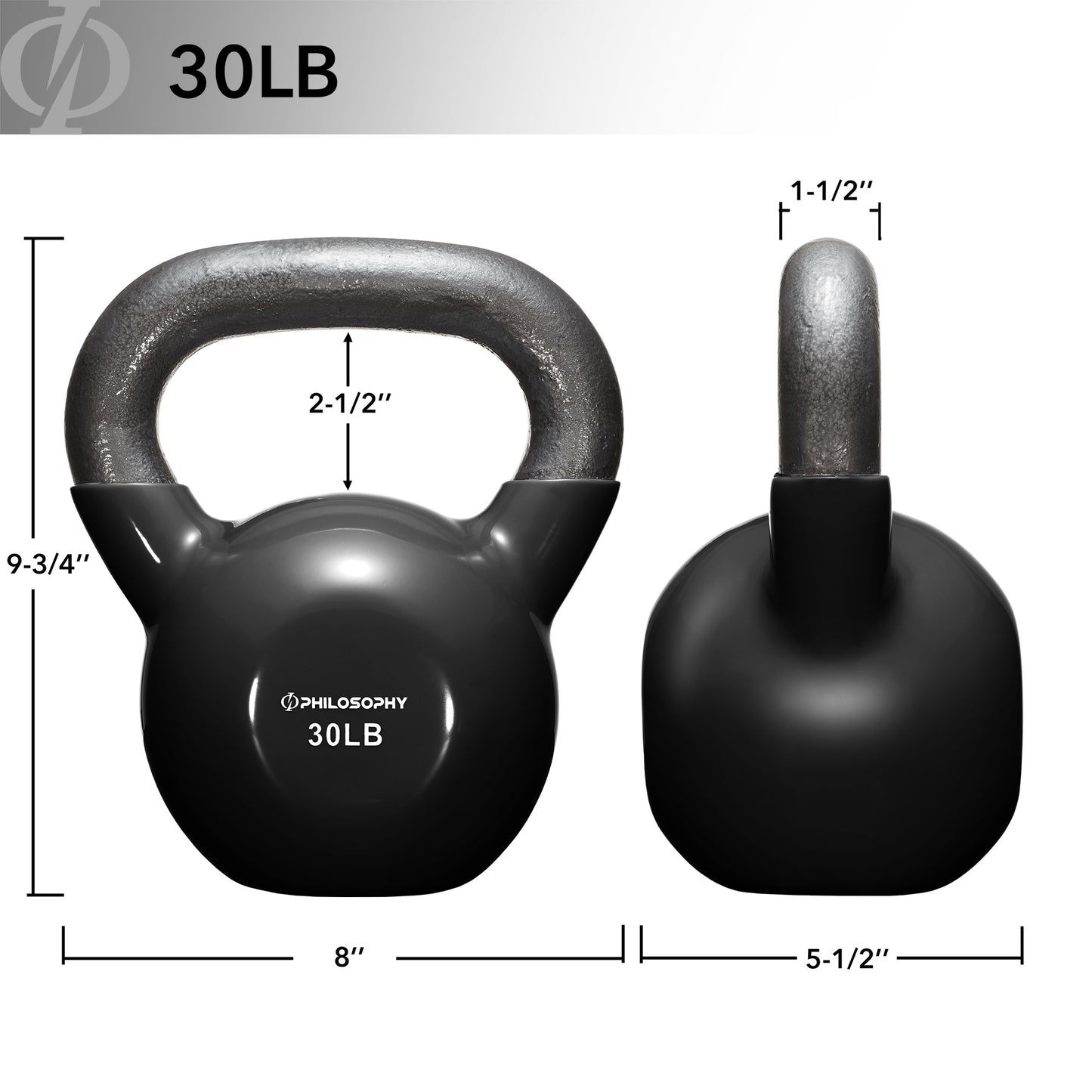 Vinyl Coated Cast Iron Kettlebell, 5 Lbs to 50 Pound Weights