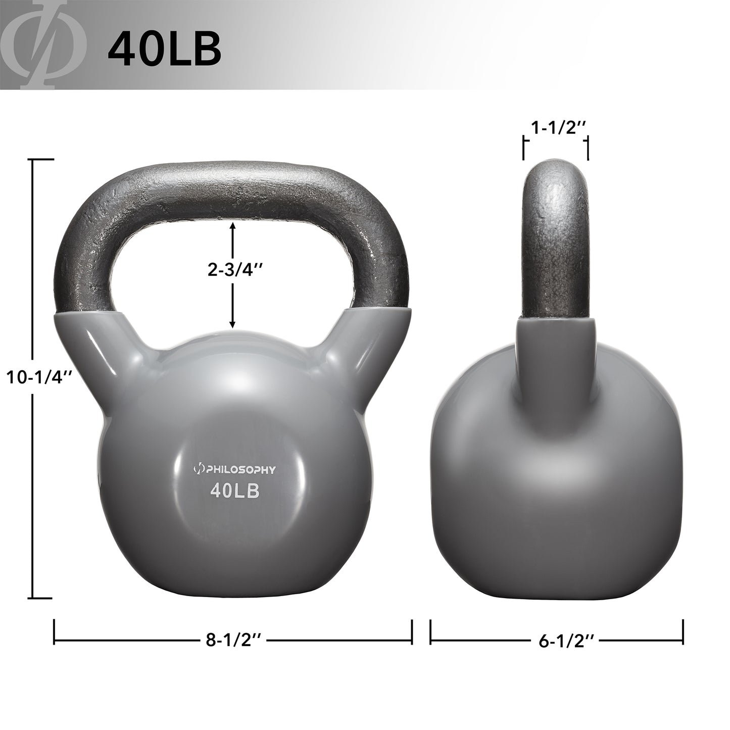 Vinyl Coated Cast Iron Kettlebell, 5 Lbs to 50 Pound Weights