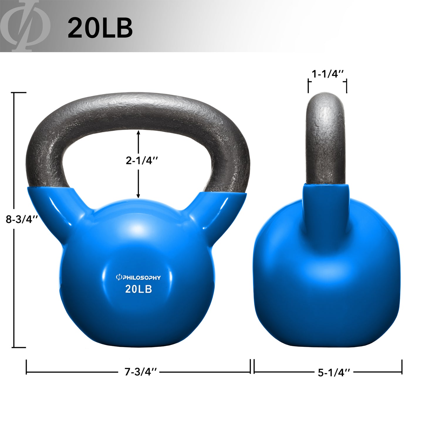 Vinyl Coated Cast Iron Kettlebell, 5 Lbs to 50 Pound Weights