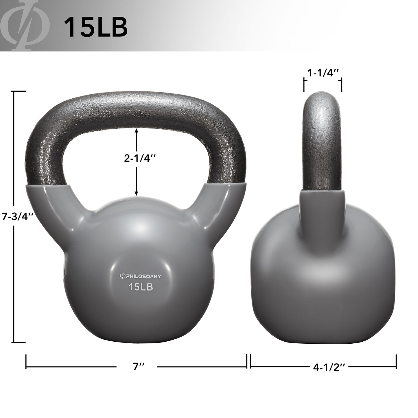 Vinyl Coated Cast Iron Kettlebell, 5 Lbs to 50 Pound Weights