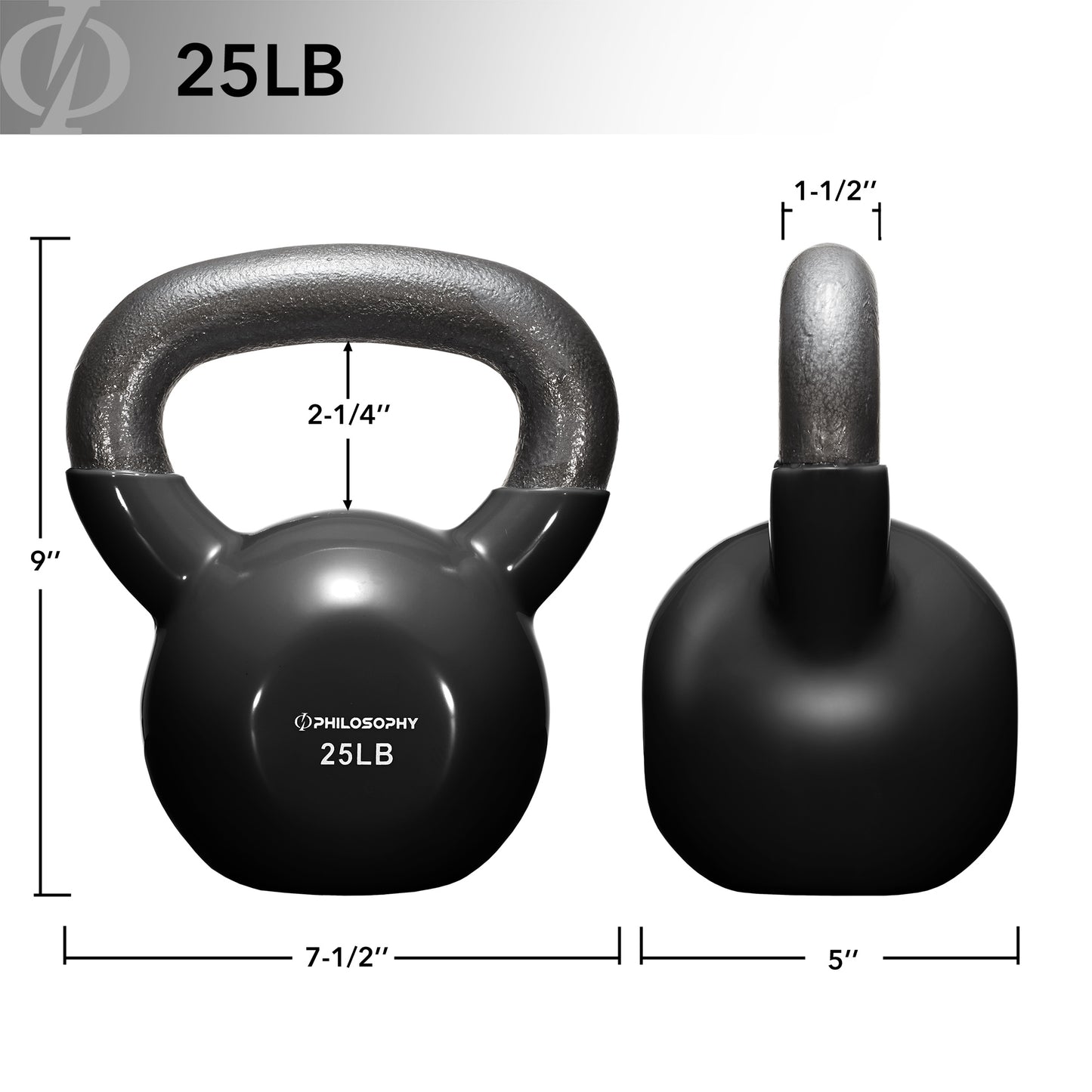 Vinyl Coated Cast Iron Kettlebell, 5 Lbs to 50 Pound Weights