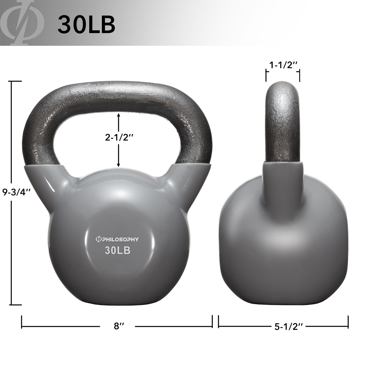 Vinyl Coated Cast Iron Kettlebell, 5 Lbs to 50 Pound Weights