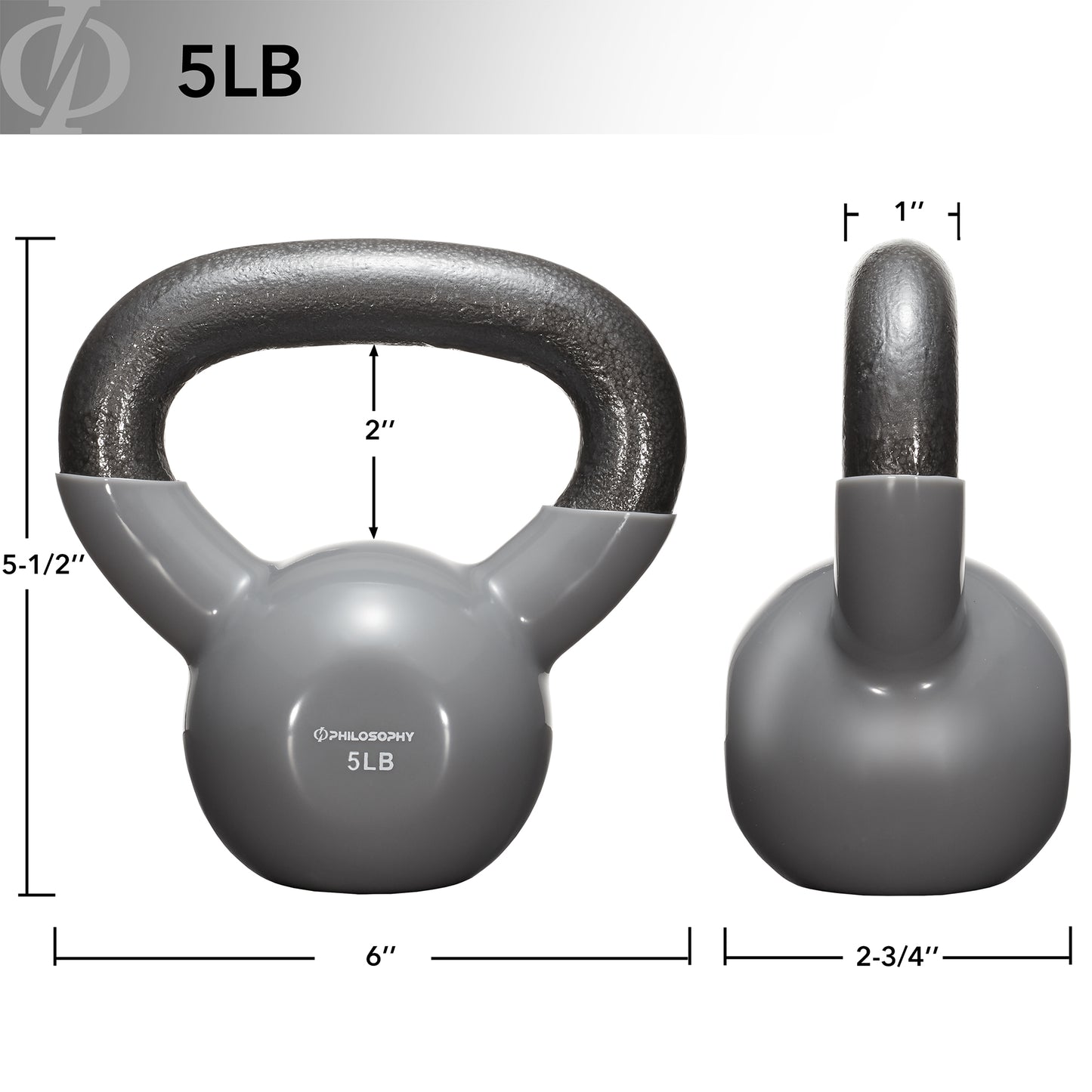 Vinyl Coated Cast Iron Kettlebell, 5 Lbs to 50 Pound Weights