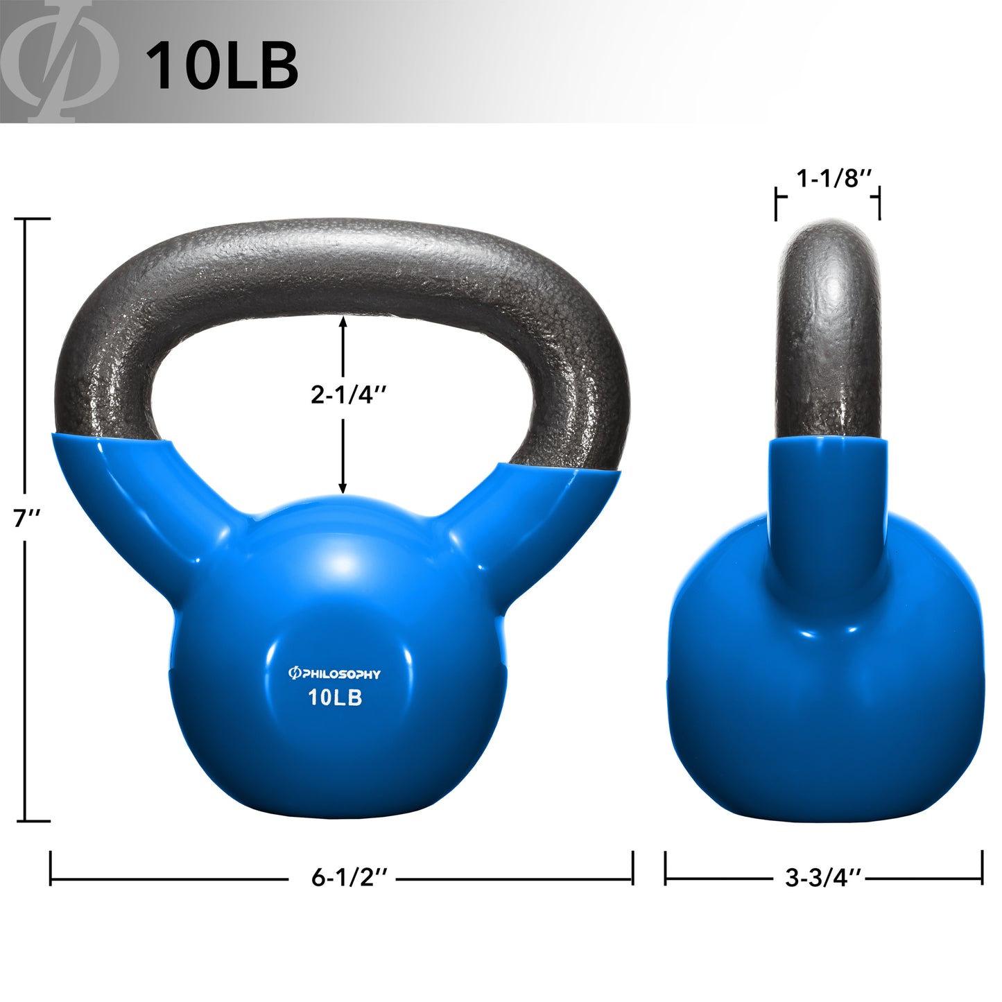Vinyl Coated Cast Iron Kettlebell, 5 Lbs to 50 Pound Weights