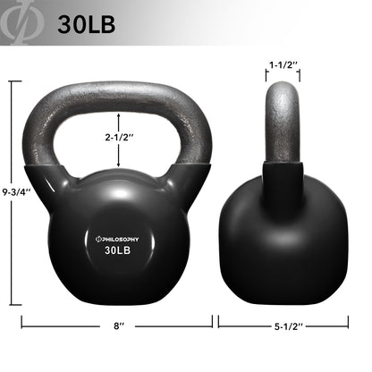 Vinyl Coated Cast Iron Kettlebell, 5 Lbs to 50 Pound Weights
