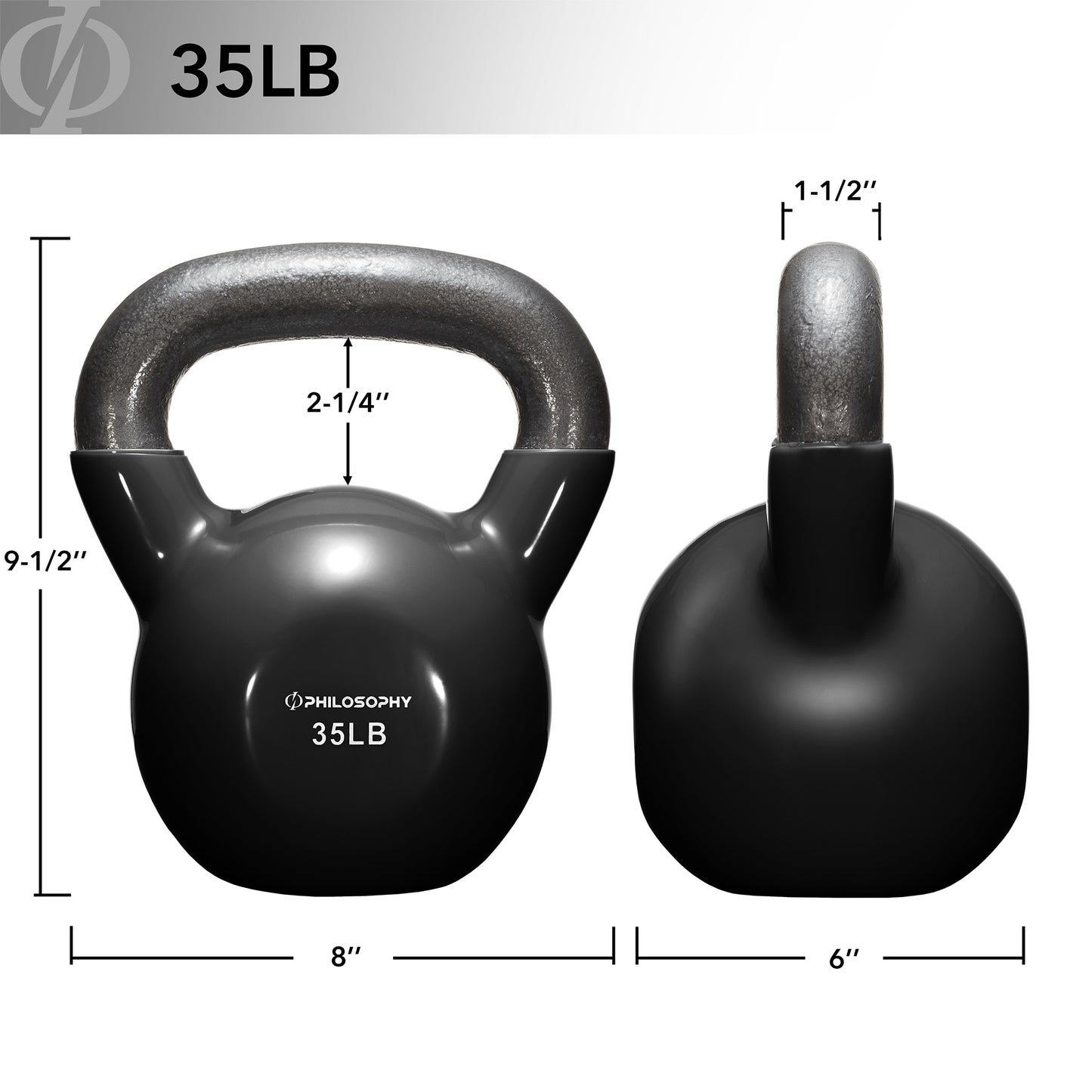 Vinyl Coated Cast Iron Kettlebell, 5 Lbs to 50 Pound Weights