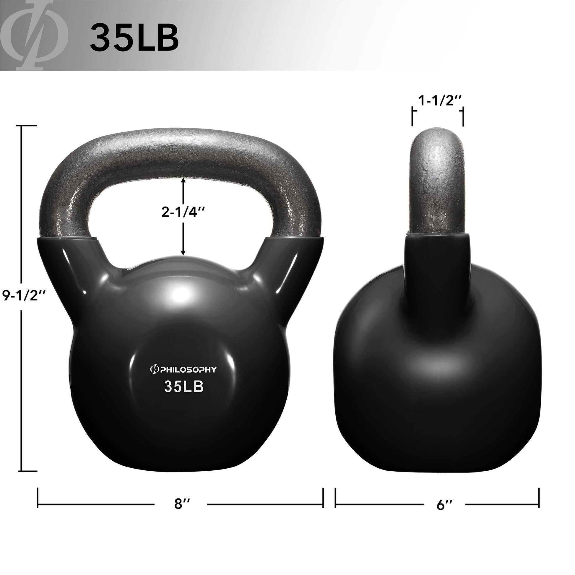 Vinyl Coated Cast Iron Kettlebell, 5 Lbs to 50 Pound Weights