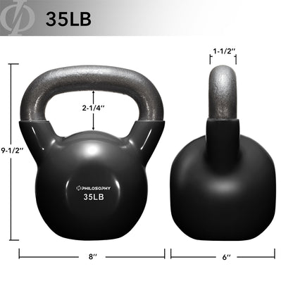 Vinyl Coated Cast Iron Kettlebell, 5 Lbs to 50 Pound Weights