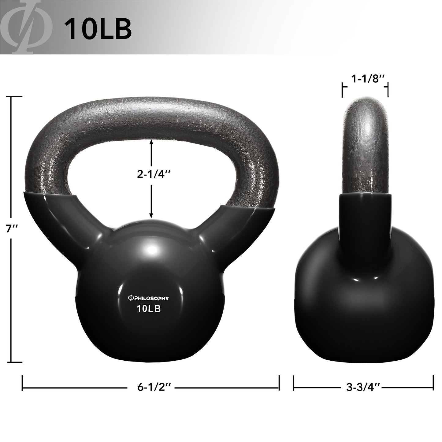 Vinyl Coated Cast Iron Kettlebell, 5 Lbs to 50 Pound Weights