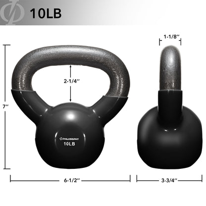 Vinyl Coated Cast Iron Kettlebell, 5 Lbs to 50 Pound Weights