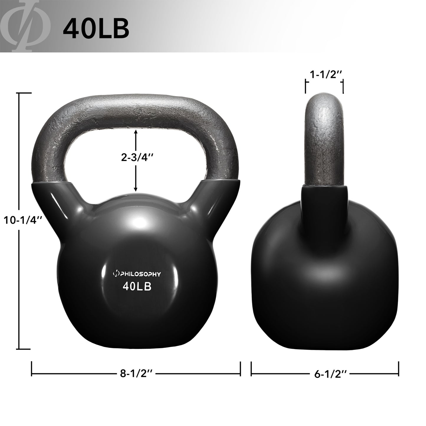 Vinyl Coated Cast Iron Kettlebell, 5 Lbs to 50 Pound Weights