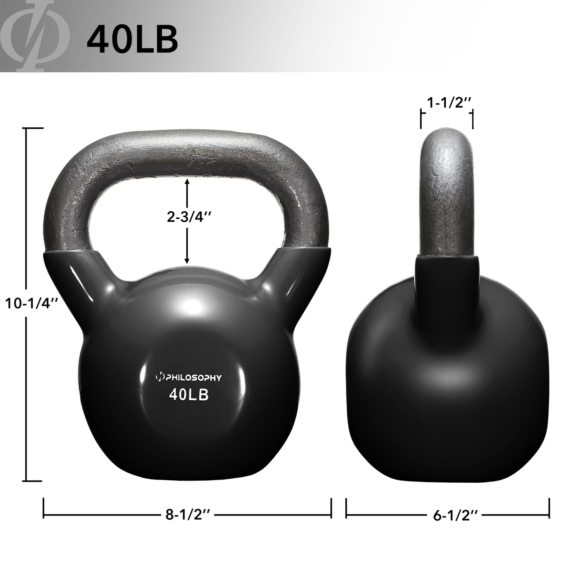 Vinyl Coated Cast Iron Kettlebell, 5 Lbs to 50 Pound Weights