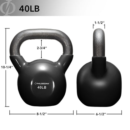 Vinyl Coated Cast Iron Kettlebell, 5 Lbs to 50 Pound Weights