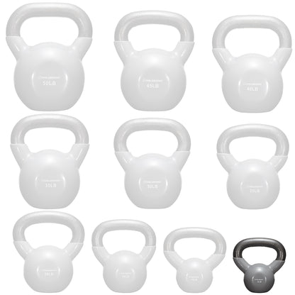 Vinyl Coated Cast Iron Kettlebell, 5 Lbs to 50 Pound Weights