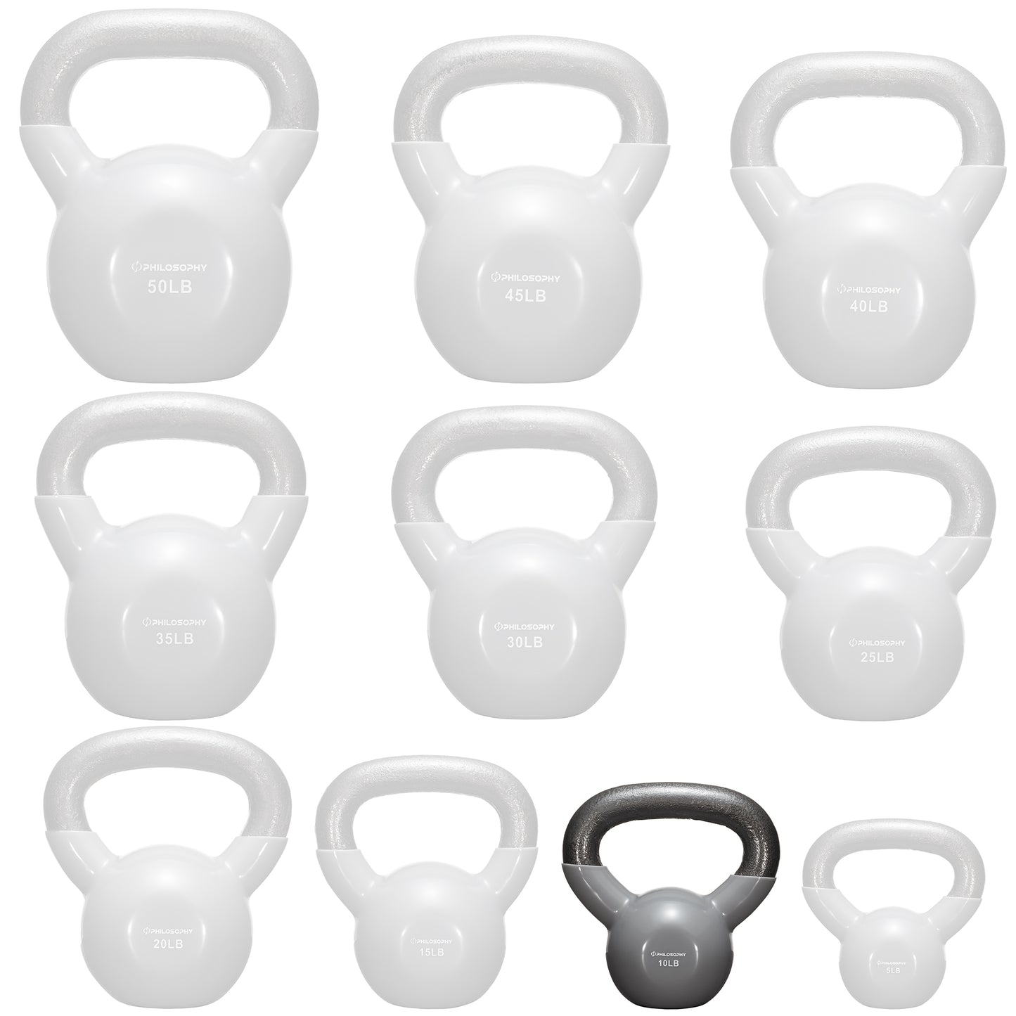 Vinyl Coated Cast Iron Kettlebell, 5 Lbs to 50 Pound Weights