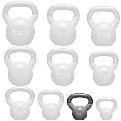 Vinyl Coated Cast Iron Kettlebell, 5 Lbs to 50 Pound Weights