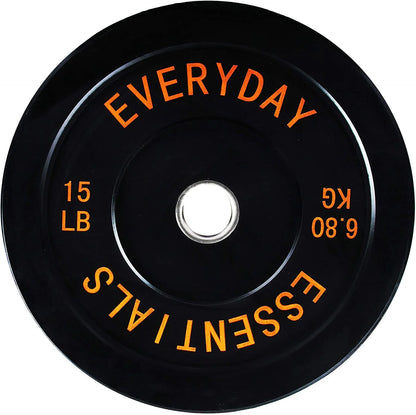 Olympic Bumper Plate Weight Plate with Steel Hub, Black, 210 Lbs Set
