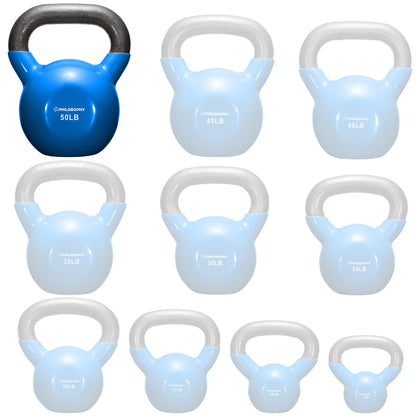 Vinyl Coated Cast Iron Kettlebell, 5 Lbs to 50 Pound Weights