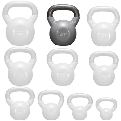 Vinyl Coated Cast Iron Kettlebell, 5 Lbs to 50 Pound Weights