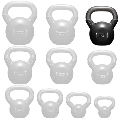 Vinyl Coated Cast Iron Kettlebell, 5 Lbs to 50 Pound Weights