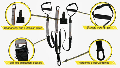 Suspension Trainer Resistance Band Full Body Workout with X-Mount