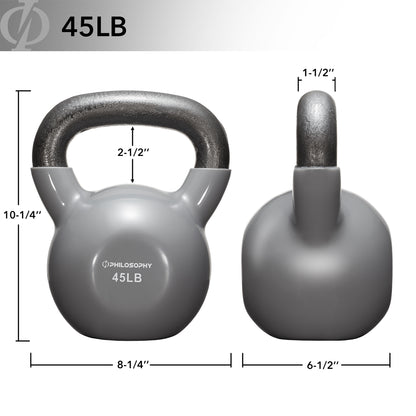 Vinyl Coated Cast Iron Kettlebell, 5 Lbs to 50 Pound Weights