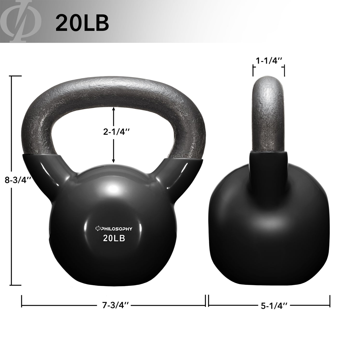 Vinyl Coated Cast Iron Kettlebell, 5 Lbs to 50 Pound Weights