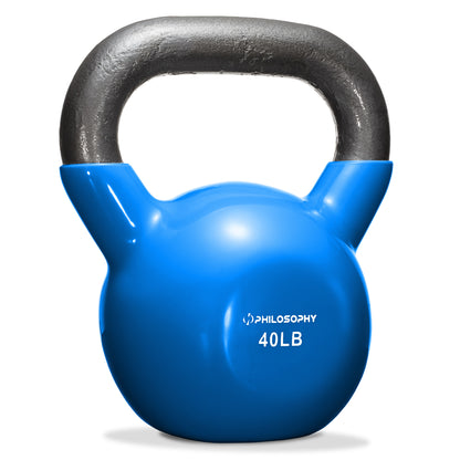 Vinyl Coated Cast Iron Kettlebell, 5 Lbs to 50 Pound Weights