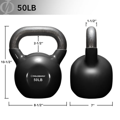 Vinyl Coated Cast Iron Kettlebell, 5 Lbs to 50 Pound Weights
