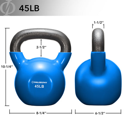 Vinyl Coated Cast Iron Kettlebell, 5 Lbs to 50 Pound Weights