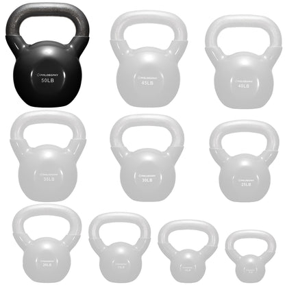 Vinyl Coated Cast Iron Kettlebell, 5 Lbs to 50 Pound Weights