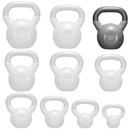 Vinyl Coated Cast Iron Kettlebell, 5 Lbs to 50 Pound Weights