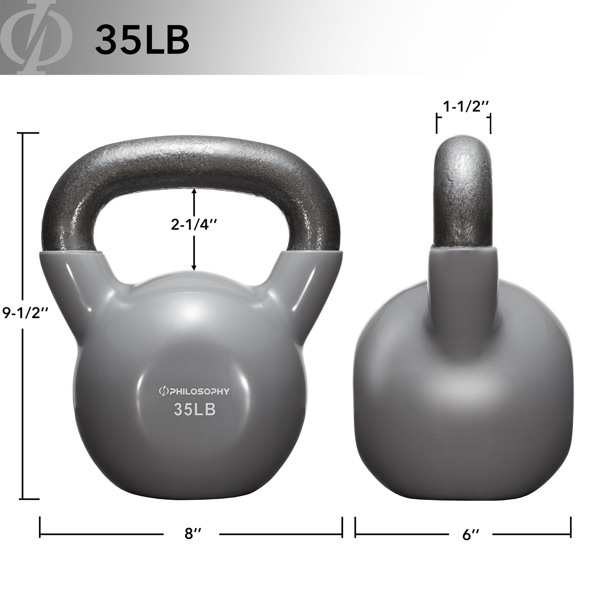 Vinyl Coated Cast Iron Kettlebell, 5 Lbs to 50 Pound Weights