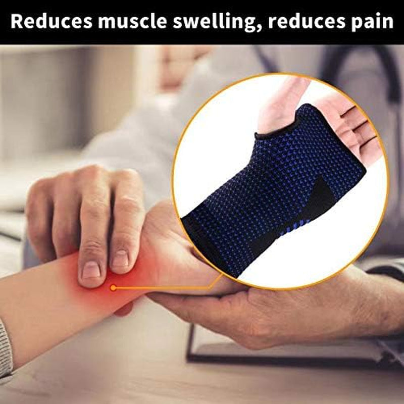 Wrist Compression Sleeves (Pair) for Carpal Tunnel and Pain Relief Treatment,Wrist Support for Women and Men.Breathable and Sweat-Absorbing Carpal Tunnel Wrist Brace