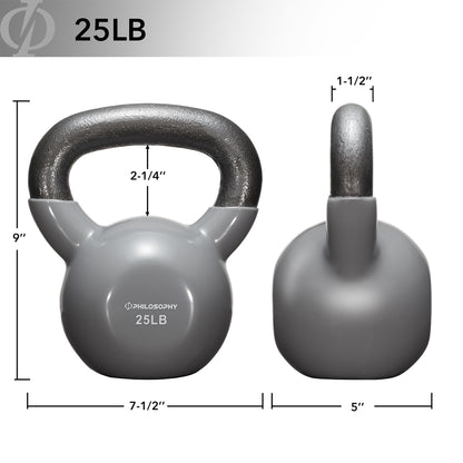 Vinyl Coated Cast Iron Kettlebell, 5 Lbs to 50 Pound Weights