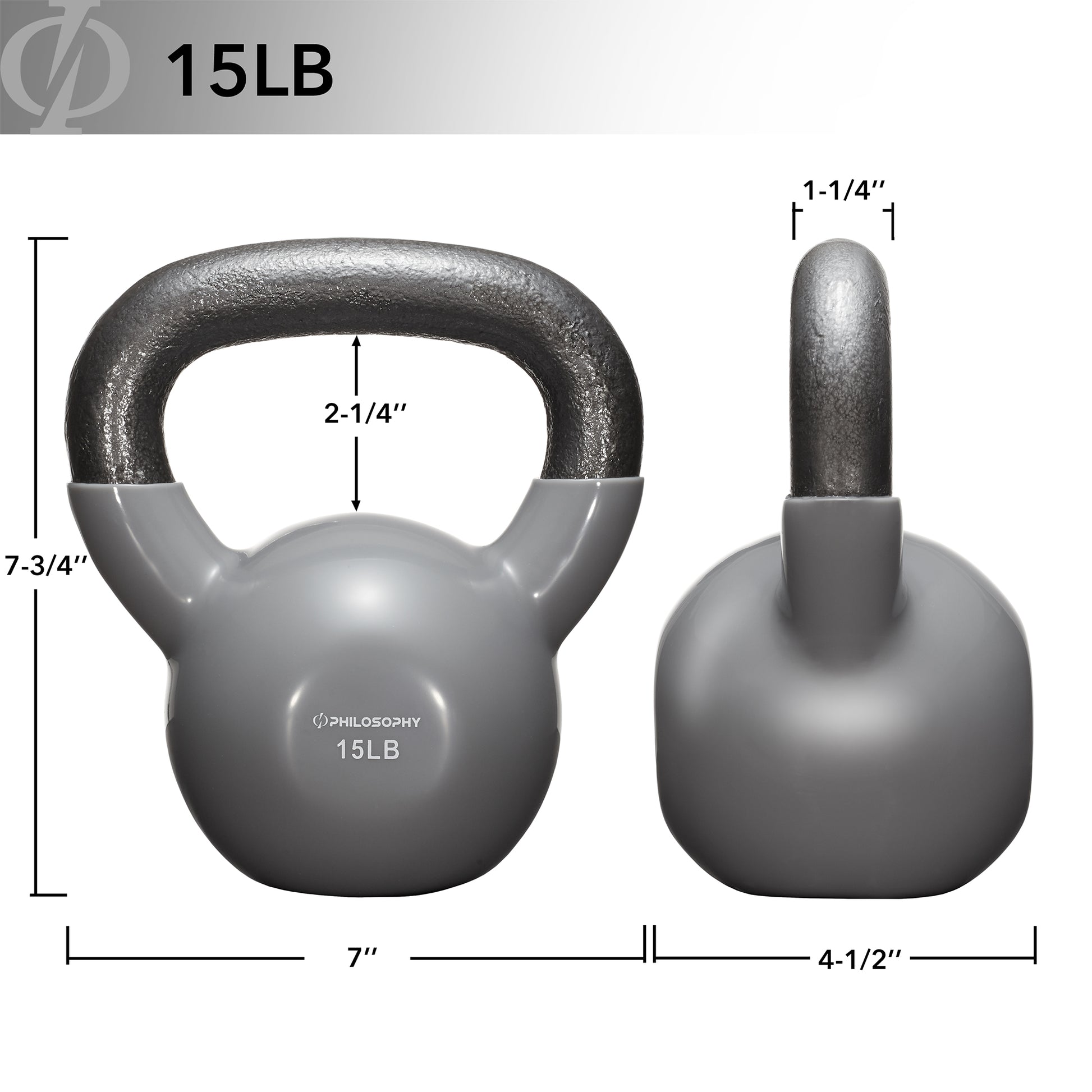 Vinyl Coated Cast Iron Kettlebell, 5 Lbs to 50 Pound Weights