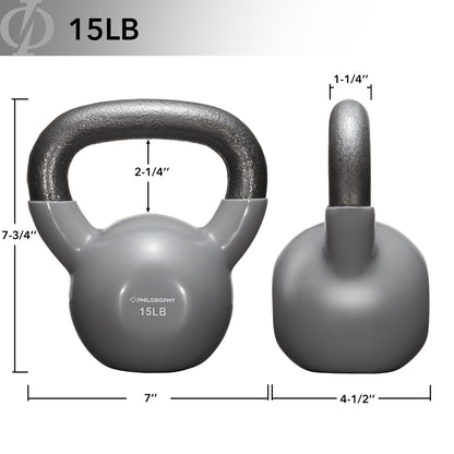 Vinyl Coated Cast Iron Kettlebell, 5 Lbs to 50 Pound Weights