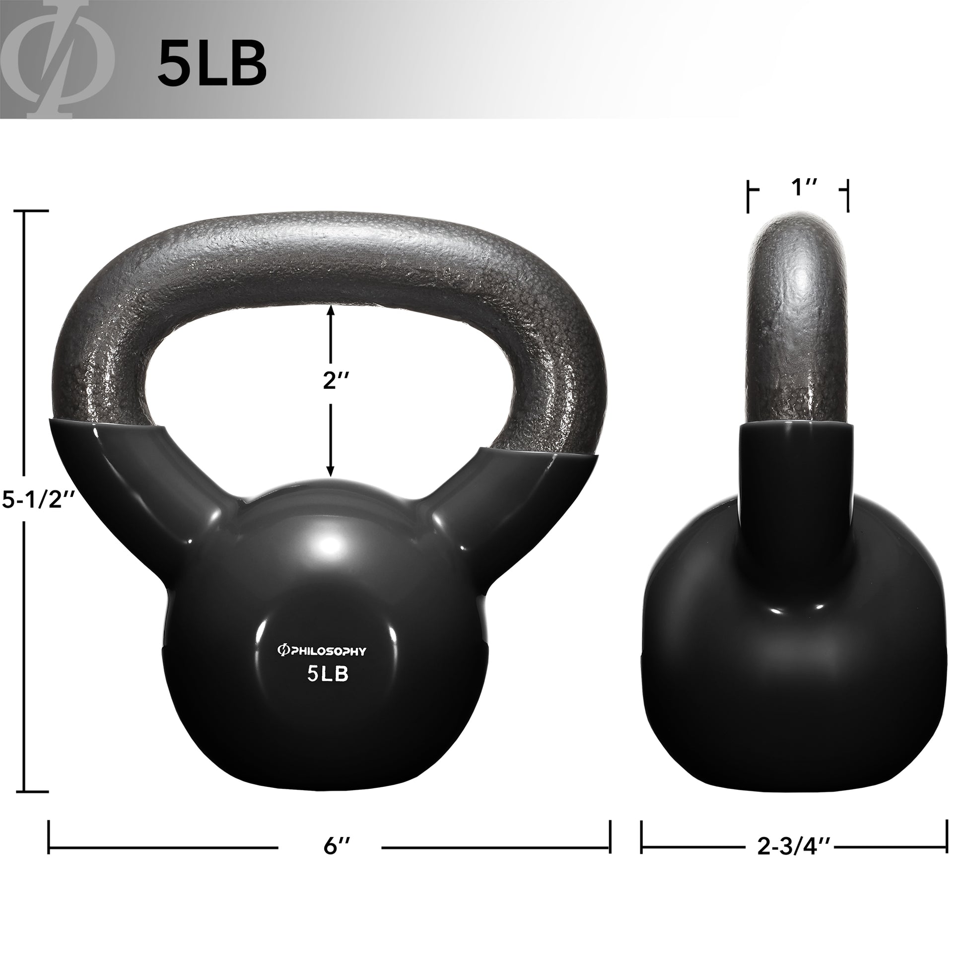 Vinyl Coated Cast Iron Kettlebell, 5 Lbs to 50 Pound Weights