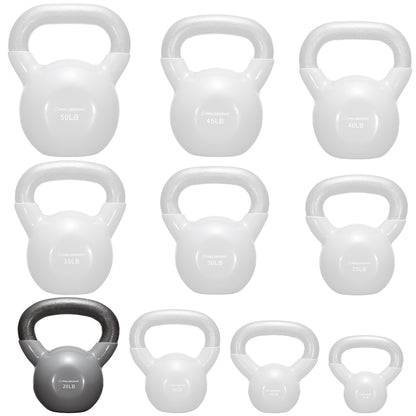 Vinyl Coated Cast Iron Kettlebell, 5 Lbs to 50 Pound Weights