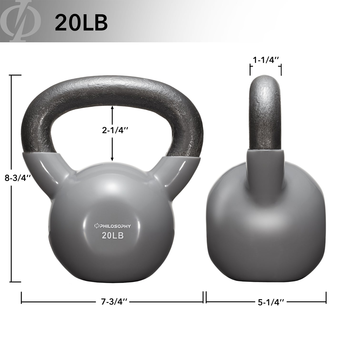 Vinyl Coated Cast Iron Kettlebell, 5 Lbs to 50 Pound Weights