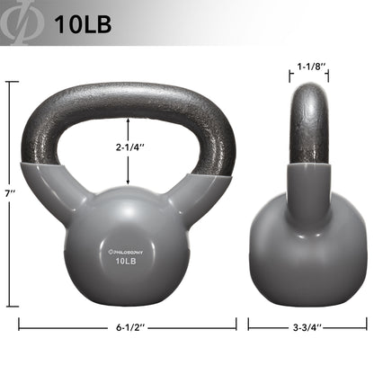 Vinyl Coated Cast Iron Kettlebell, 5 Lbs to 50 Pound Weights