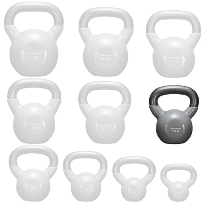 Vinyl Coated Cast Iron Kettlebell, 5 Lbs to 50 Pound Weights