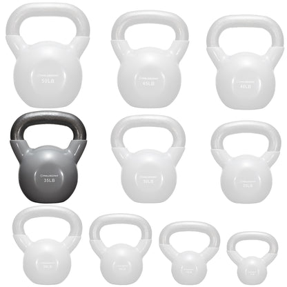 Vinyl Coated Cast Iron Kettlebell, 5 Lbs to 50 Pound Weights