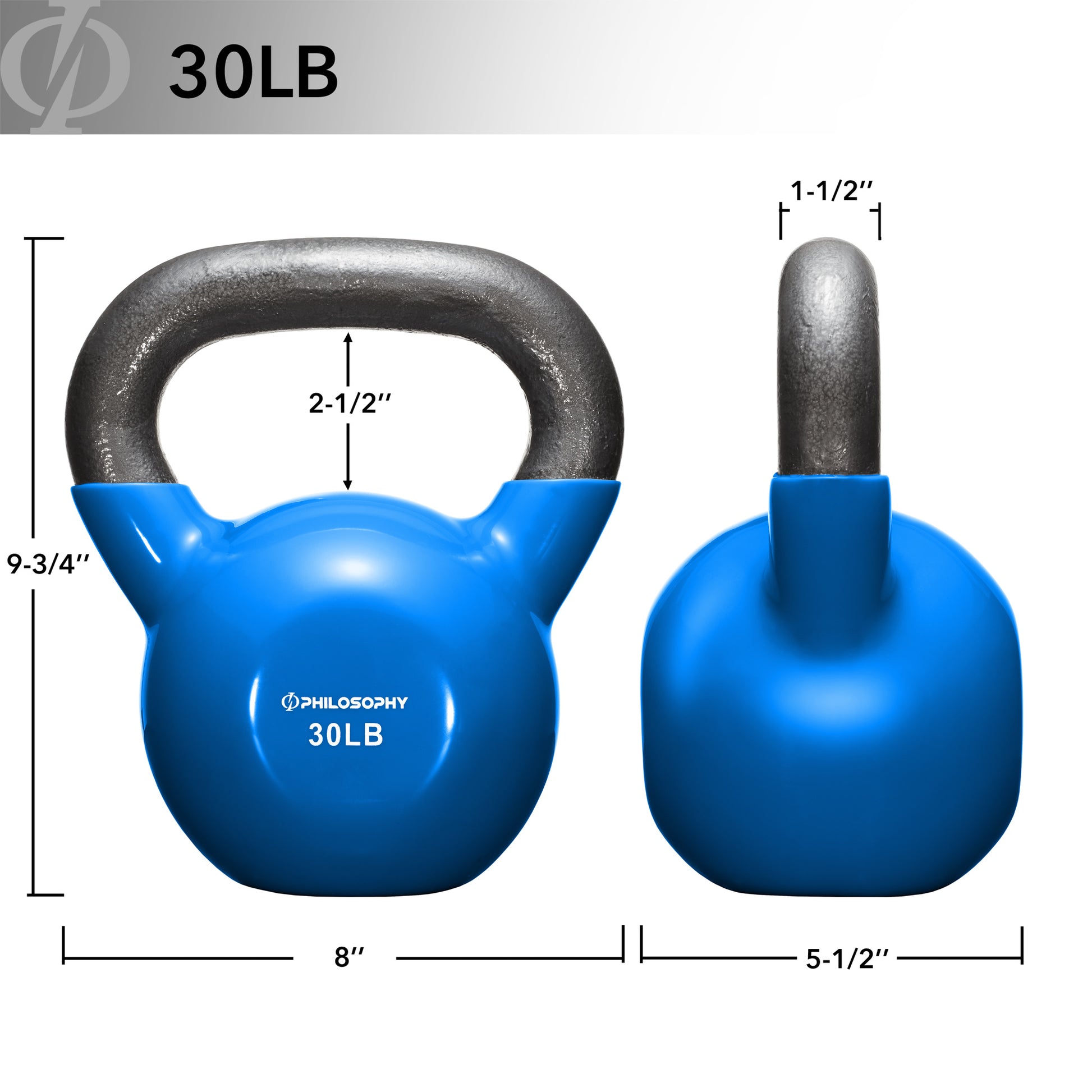 Vinyl Coated Cast Iron Kettlebell, 5 Lbs to 50 Pound Weights