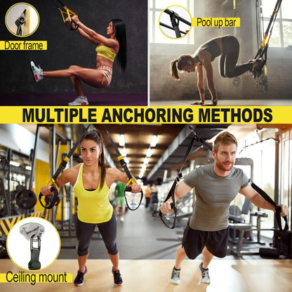 Suspension Trainer Resistance Band Full Body Workout with X-Mount