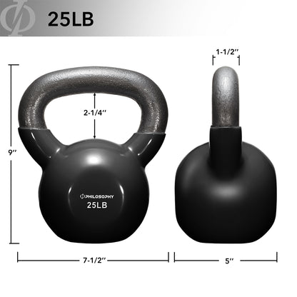 Vinyl Coated Cast Iron Kettlebell, 5 Lbs to 50 Pound Weights
