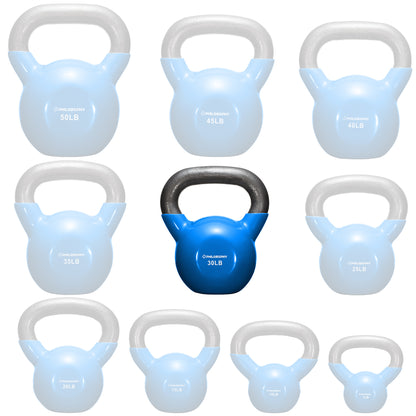 Vinyl Coated Cast Iron Kettlebell, 5 Lbs to 50 Pound Weights