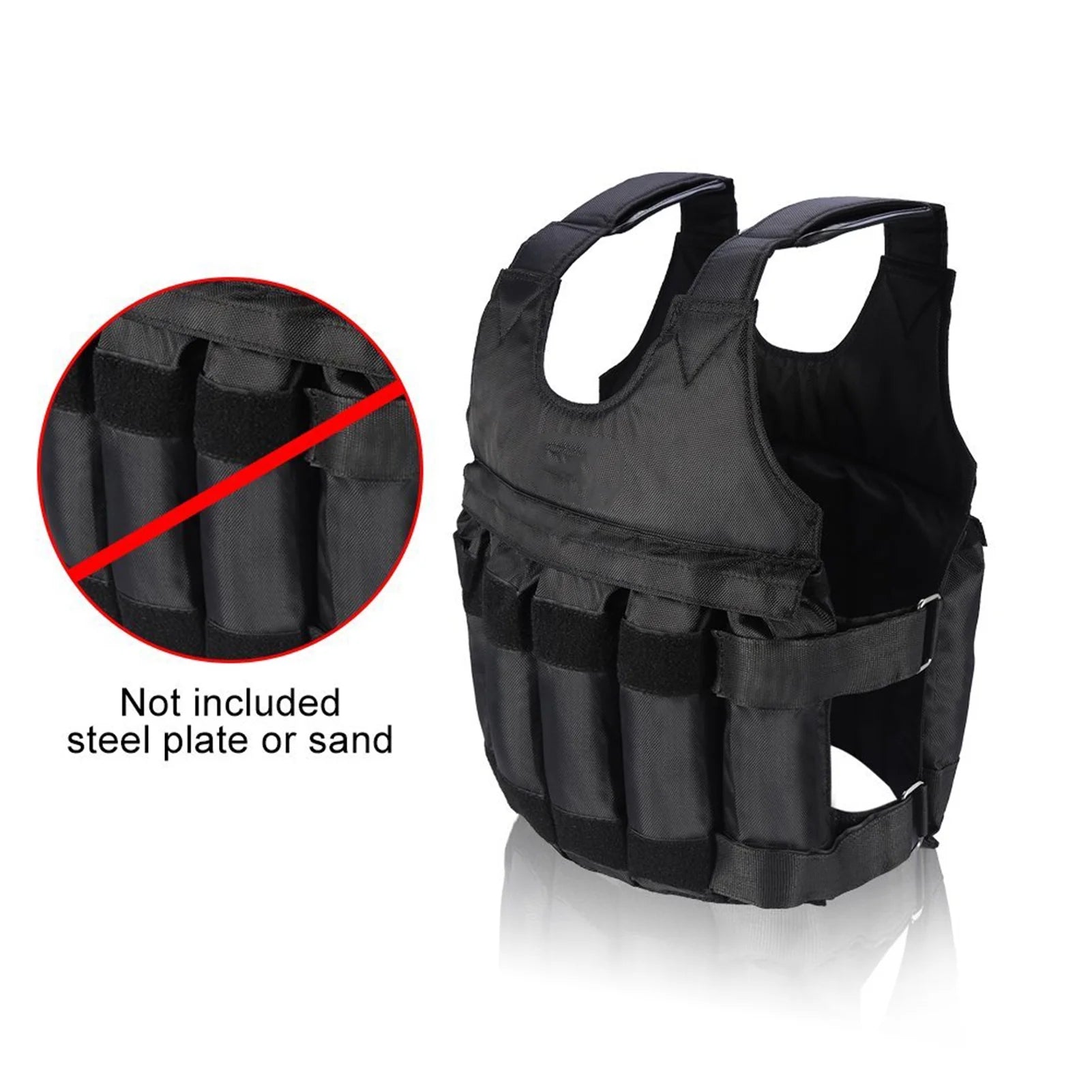 50 Kg Oxford Black Adjustable Weighted Vest for Woman, 60Cm X 42Cm
