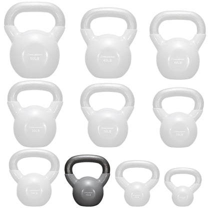 Vinyl Coated Cast Iron Kettlebell, 5 Lbs to 50 Pound Weights