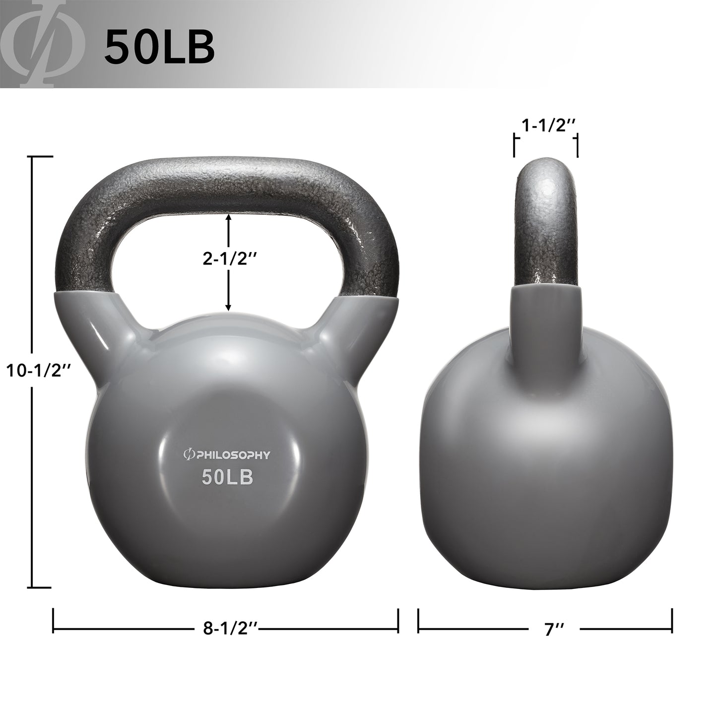 Vinyl Coated Cast Iron Kettlebell, 5 Lbs to 50 Pound Weights